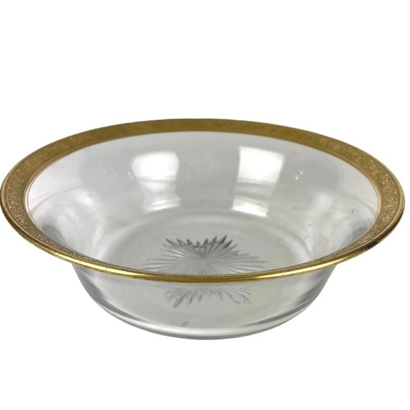 Vintage Theresienthal Minton Bernadotte Serving Bowl Gold Encrusted Rim Glass - Picture 2 of 9